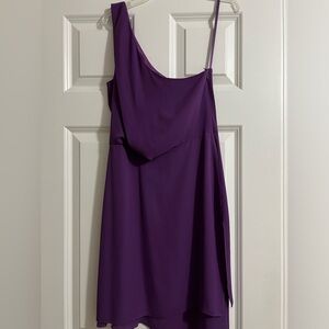 BCBGMaxazria Purple off the shoulder dress